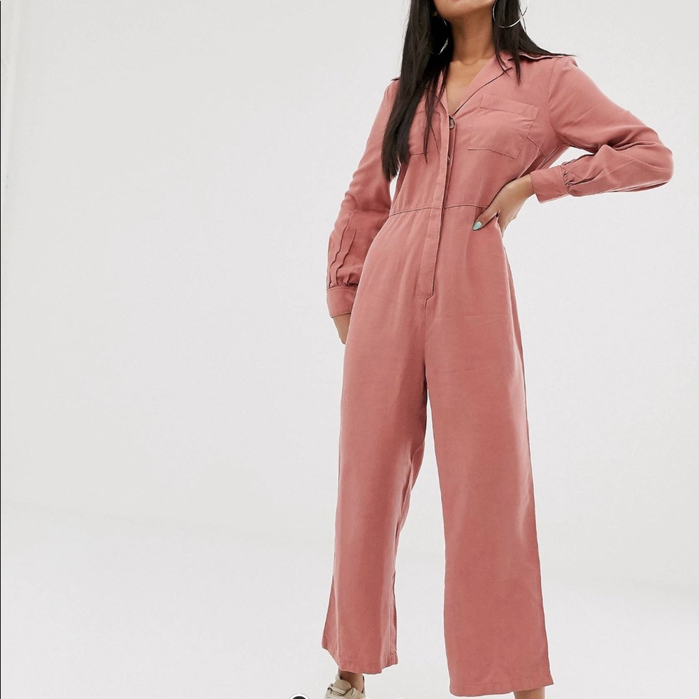 ASOS Design Soft Denim Drape Jumpsuit